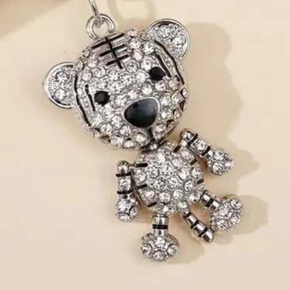 "CUTE LITTLE TIGER" HANDBAG JEWELRY CHARM PURSE SILVERY PENDANT 44 - Picture 1 of 2